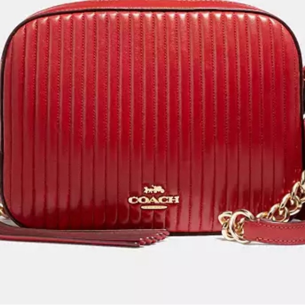 Coach Red Quilted  camera Crossbody Bag